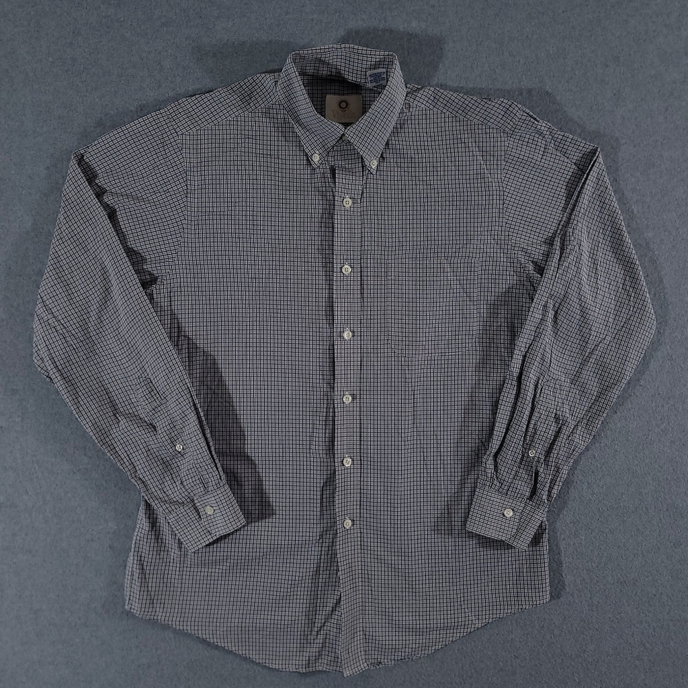 Viyella Button Down Shirt Mens M Plaid Blue White Cotton